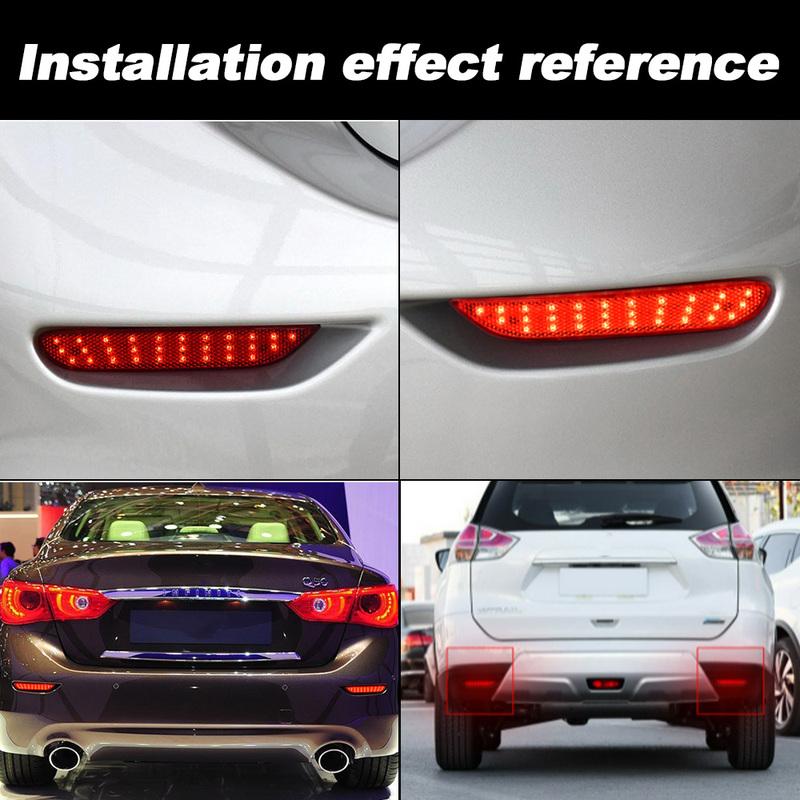 LED Rear Bumper Reflector Lights For Nissan X-trail T32 Rogue Qashqai J11 Leaf Pathfinder Infiniti Q50 QX60 JX35 2014 2015 2016