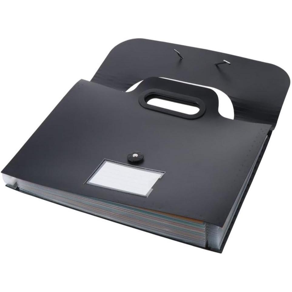 1 Piece Expandable Folder With Handle, A4 Size Black And White Portable Accordion Folder, 13 Flap Pocket Pants