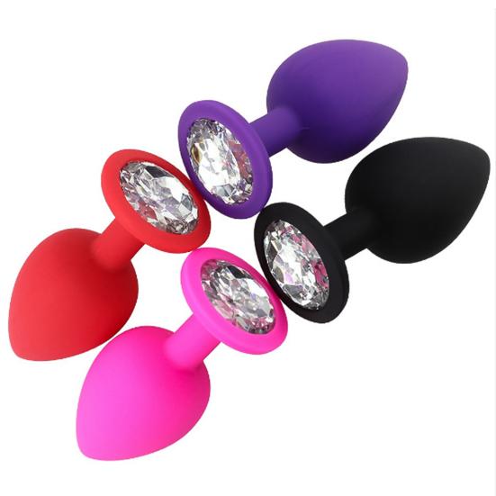 Anal Plug Adult Toy Waterproof 3 Rhinestone Design Plug Colors Anal Sex Toy Couples