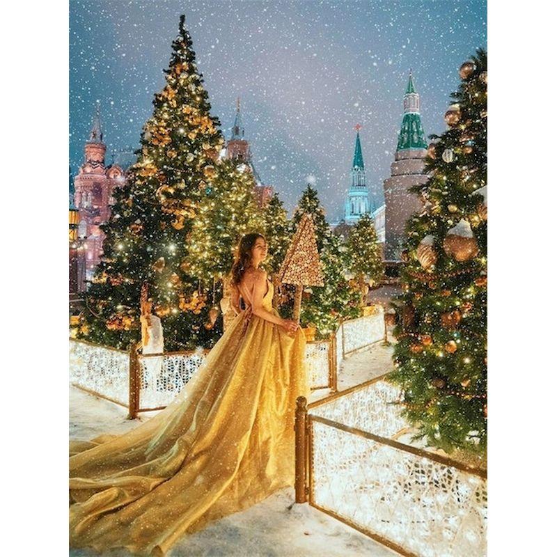 5d Elmas Sanat Boyama Kitleri Zarif Kadın Portresi Elmas Nakış Mozaik Kale Manzara Ev Dekorasyon