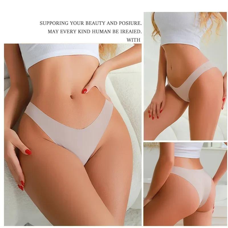 3PCS Women Seamless Brazilian Panties Ultra-thin Maillard Panties Ice Silk Underwear Sexy Panty Low Waist G-string Female Solid