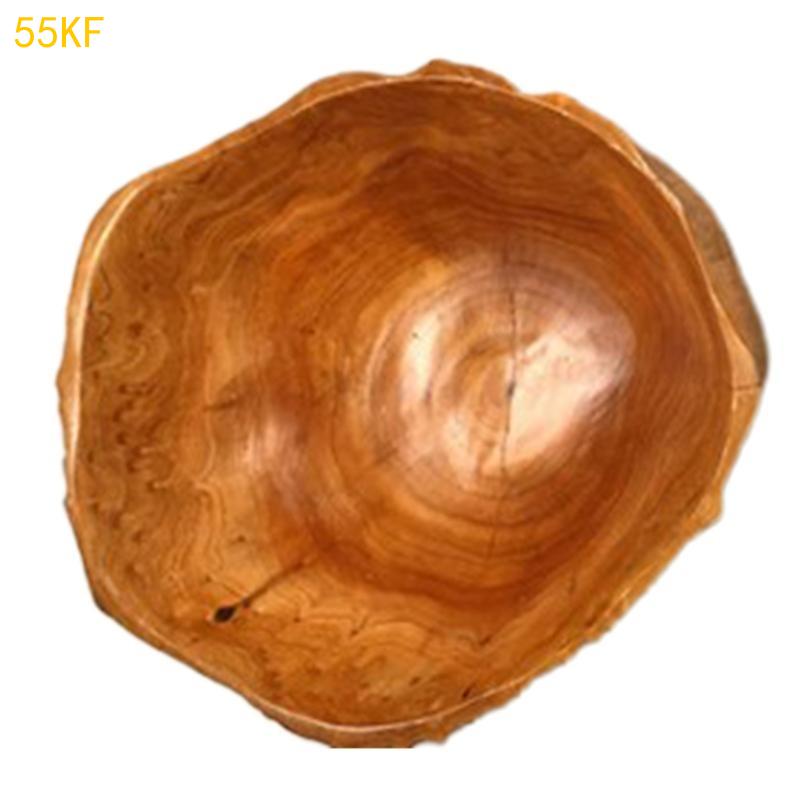 

55KF Wooden Bowl Fruit Plate Handmade Natural Salad Serving Tray Sushi Bread Dessert Bowls Kitchen Home Decoration