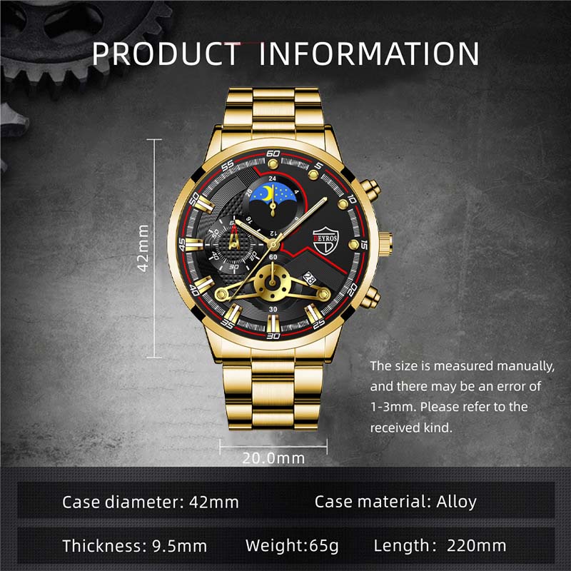 Fashion Day and Night Men's Watch Stainless Steel Watch Fashion Men's Calendar Watch Classic Business Quartz Watch Student Watch