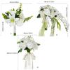 Elegant Flower Bouquet Faux Silky Flowers Stylish White Realistic Rose and Calla Flower Bouquet Set for Event