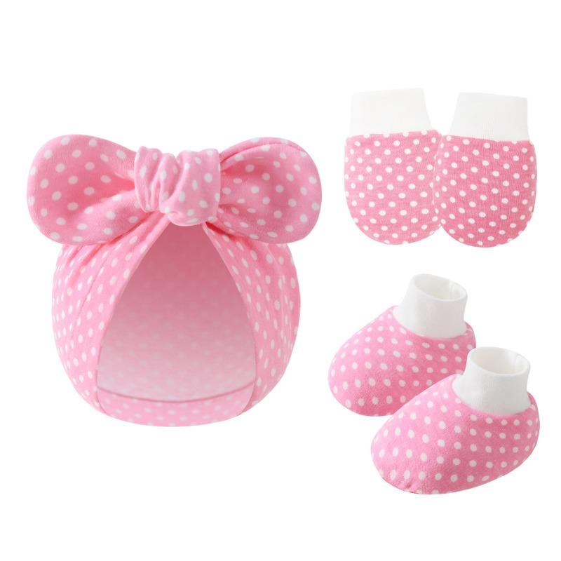 Newborn Baby Bow Hat Baby Anti Scratch Gloves Foot Covers Cotton Baita Cartoon Rabbit Ear Covers