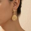 Exaggerated Large Metal Starfish Shell Drop Earrings for Women Trendy Conch Long Tassel Earrings Girl Beach Party Jewelry