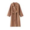 Women's Camel Wool Overcoat - Autumn/Winter High-End Suit with Belt, Petite Fit, Long H-Version, Elegant Temperament, Style 801