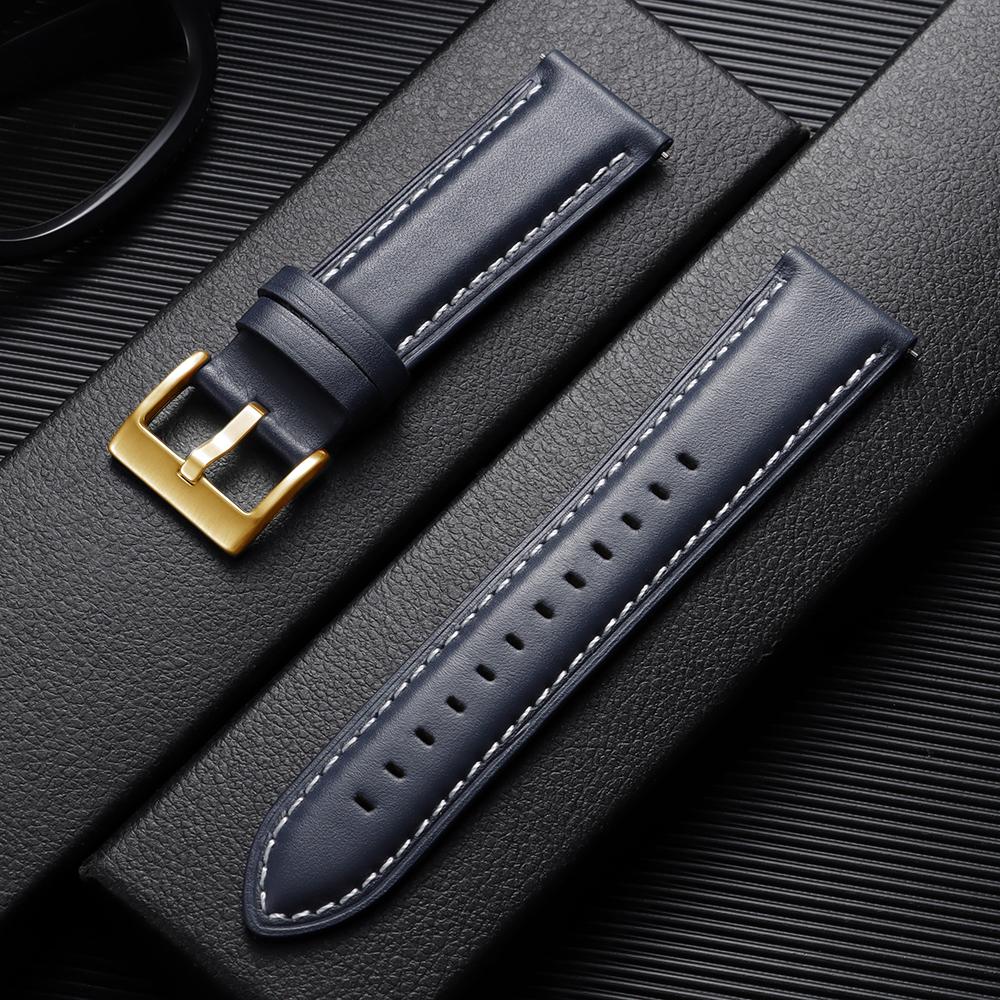 Top-grain Calfskin Leather Watch Band Quick Release 18mm 20mm 22mm Watch Straps Vintage Brown Black Cowhide Bands for Men Women