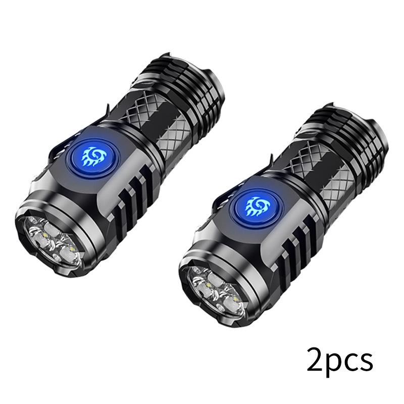Hot-Selling Rechargeable Three-Eye LED Flashlight: Super Bright, Long-Range, Portable for Outdoor and Night Riding.