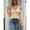Women's Fall Sexy Halter Strapless Knit Sweater Solid Color Long-sleeved Twist Sweater Women Comfortable Versatile Fashion