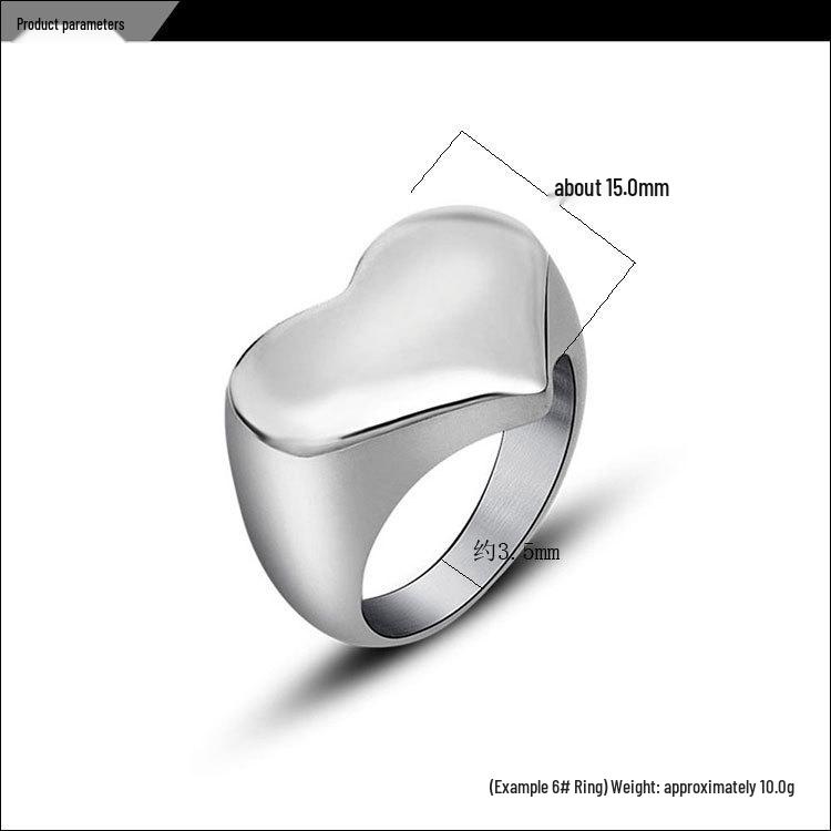 Non-fading Heart-Shaped Titanium Steel Ring - Versatile Jewelry for Men and Women