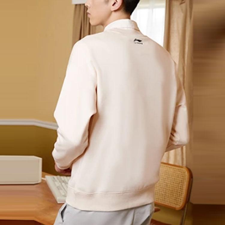 Li Ning X Disney Collaboration Sports Trend Series Cartoon Print Loose Fleece Crewneck Sweatshirt Unisex Sweatshirt Pink AWDR685-6