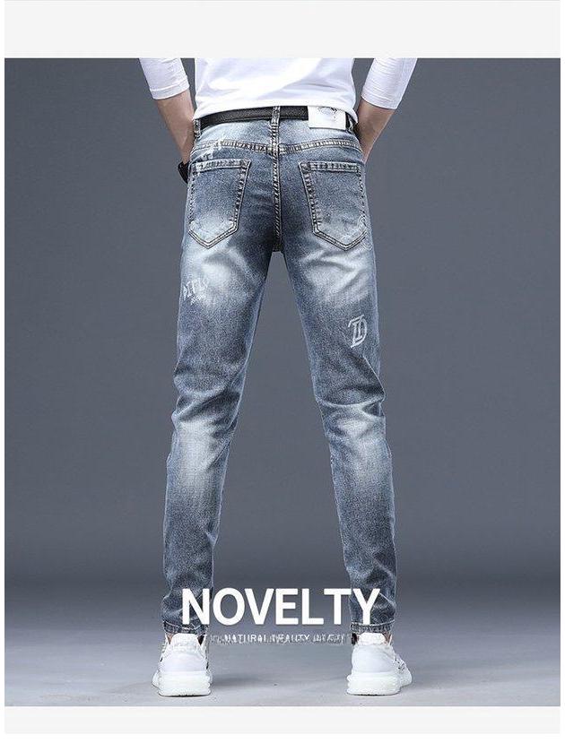 Trendy Slim-Fit Skinny Jeans mit Stickerei für Herren – Sommerkollektion