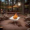 Foyer Portatif Extérieur Grille en Acier Pliante Support de Feu Poêle Chauffage au Bois Matériel de Camping Jardin Arrière Avec Sac de Transport