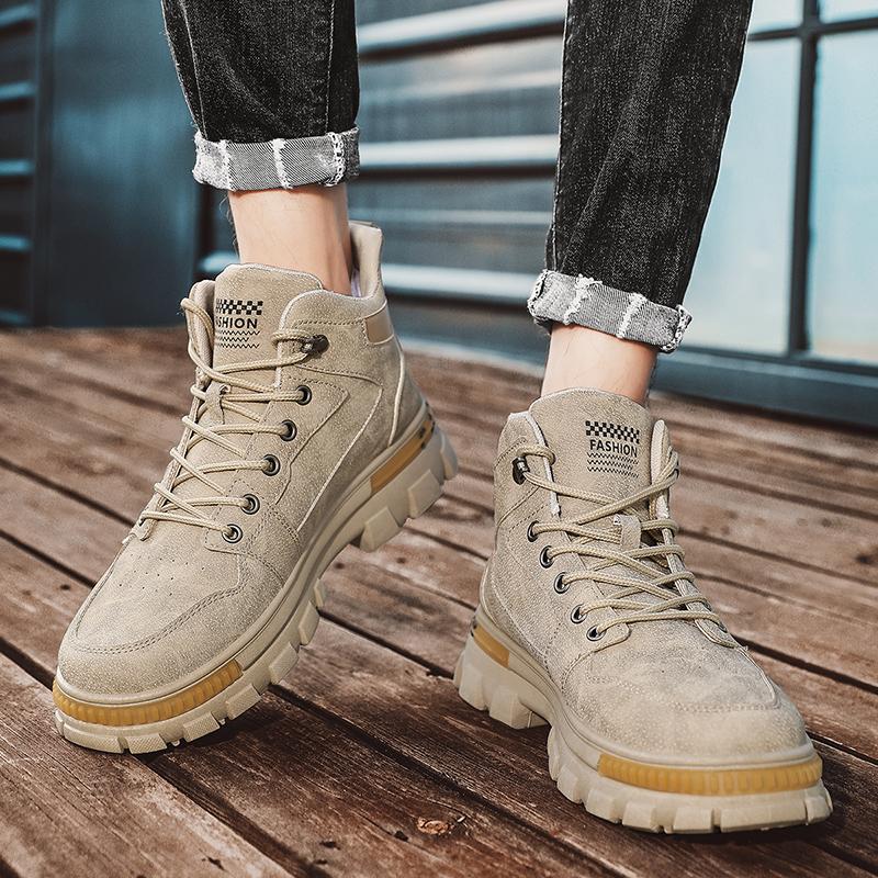 Fashion 2024 New shoes for male High Top Work Shoes winter  Warm Plush   Tooling Shoes platform boots black Leisure sports shoes