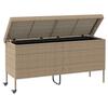 Garden Storage Box with Wheels Beige 160 x 55 x 75 cm Poly Rattan