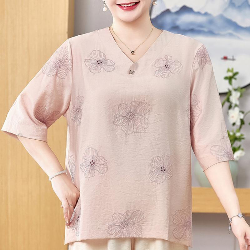 Plus Size 3XL-8XL Casual Blouses for Women Tops Loose Vintage Oversize Half Sleeve Shirt Summer Clothes
