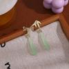 Emerald Teardrop Tassel Silver Needle Earrings - Retro Green, High-End, Simple, Long Design