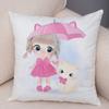 Cute Cartoon Girl and Cat Cushion Cover for Children Room Sofa Home Car Decor Lovely Child Pillow Case Plush Pillowcase 45x45cm