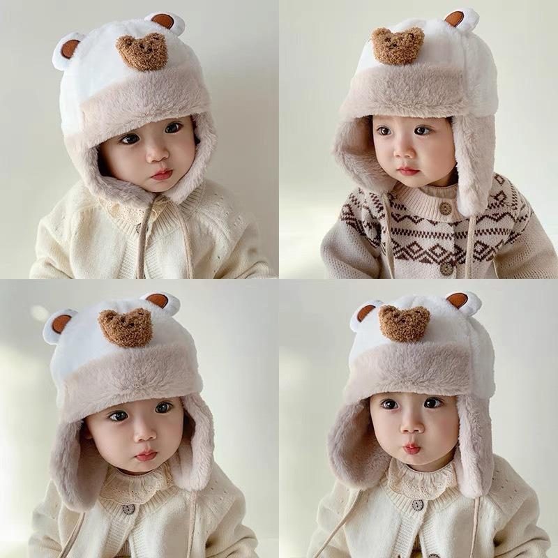 1 year old baby hat winter ear protection antifreeze face cute hat infant winter cute baby pullover plush hat