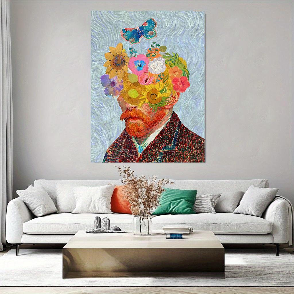 Van Gogh Wall Art, Alter Art, Wall Art, Self Portrait Print, Famous Oil Painting, Blue Wall Decor, Home Decor