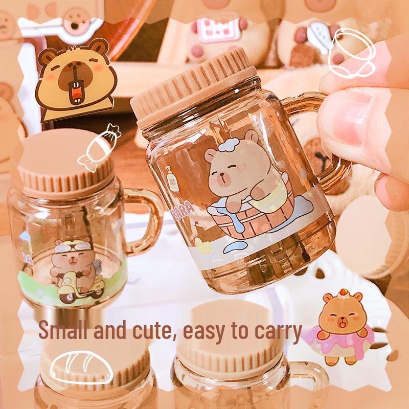 Cute Capybara Milk Tea Cup Pencil Sharpener - Mini Rotary, Single Hole, for Kids