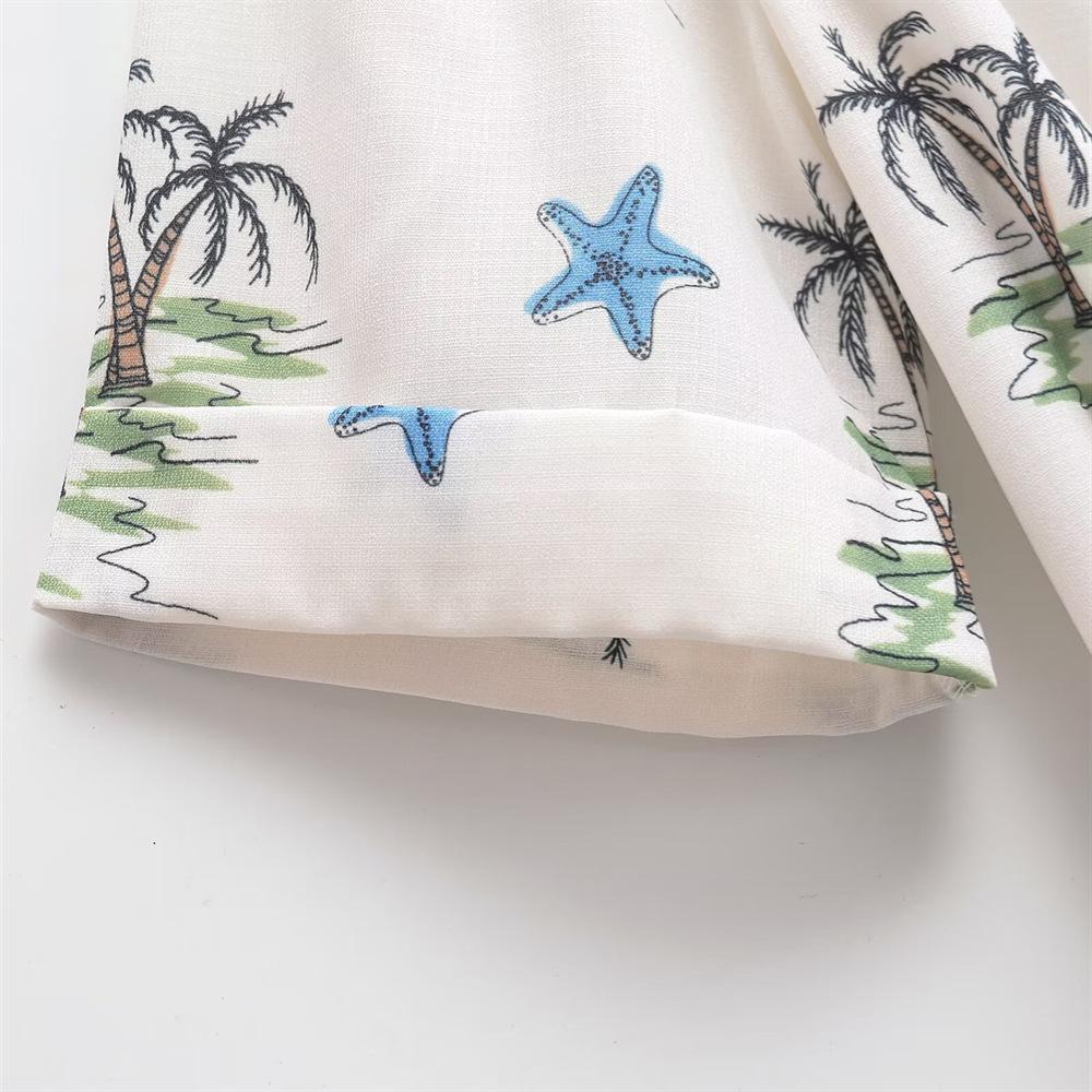 2025 Spring/Summer Women's V-Neck Belted Dress with Bow Print