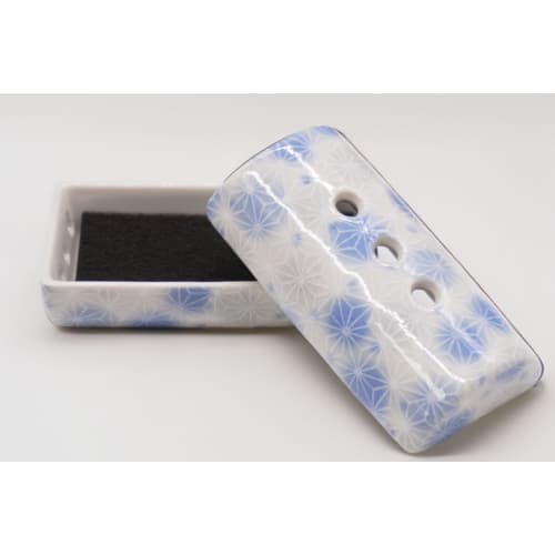 

Horizontal Cylindrical Incense Burner: For horizontal incense sticks. Made in Japan with Mino ware. Iro Sashiko Blue. Ideal for yoga, meditation, mi