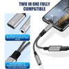 2 In 1 USB Type C To 3.5mm Headphone Jack Cable Converter Type C Charge Audio Aux OTG Adaptor for Samsung S22 S24 Xiaomi Huawei