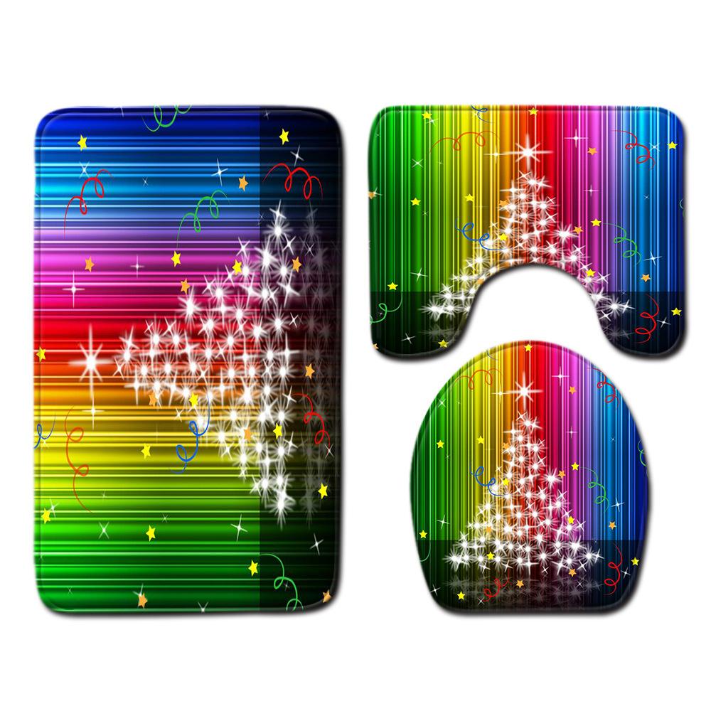 

Christmas Bathroom Floor Mat Toilet Three-Piece Set 45cmx75cm