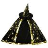 Children's Magic Wizard Cloak and Hat Set Star Pattern Long Robe Costume Cape for Performance Dress Up and Role Play Accessories