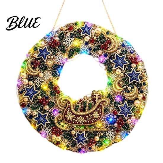 Indoor Christmas Wall Wreath 3D Pearl Hanging Acrylic Faux Art DIY Kit Lighted Beaded Craft