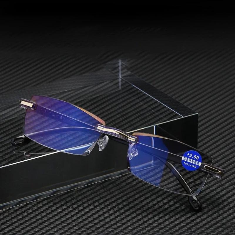 Unisex Randlose Lesebrille Blaulichtblockierende Computerbrille Presbyopische Randlose Brille Stärke +1.0 Bis +4.0