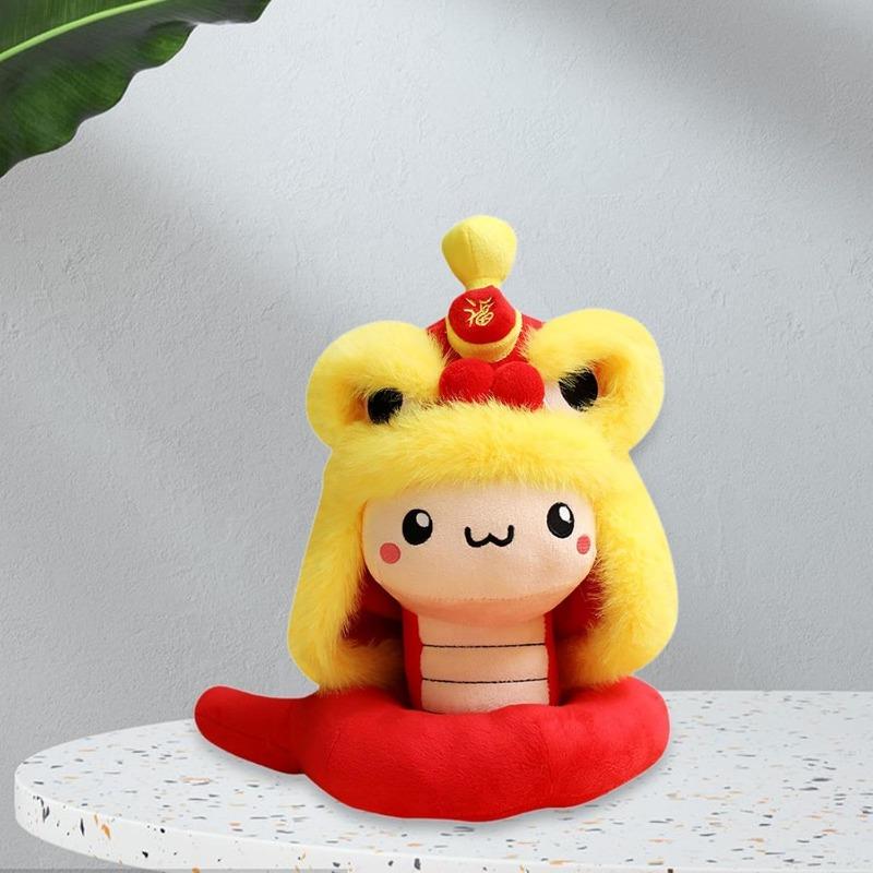 Snake Stuffed Animal Chinese New Year Snake Plush Toy, Collection Statue Kids Plush Snake Toy Snake Doll Toy for Office Dorm, 40cm red