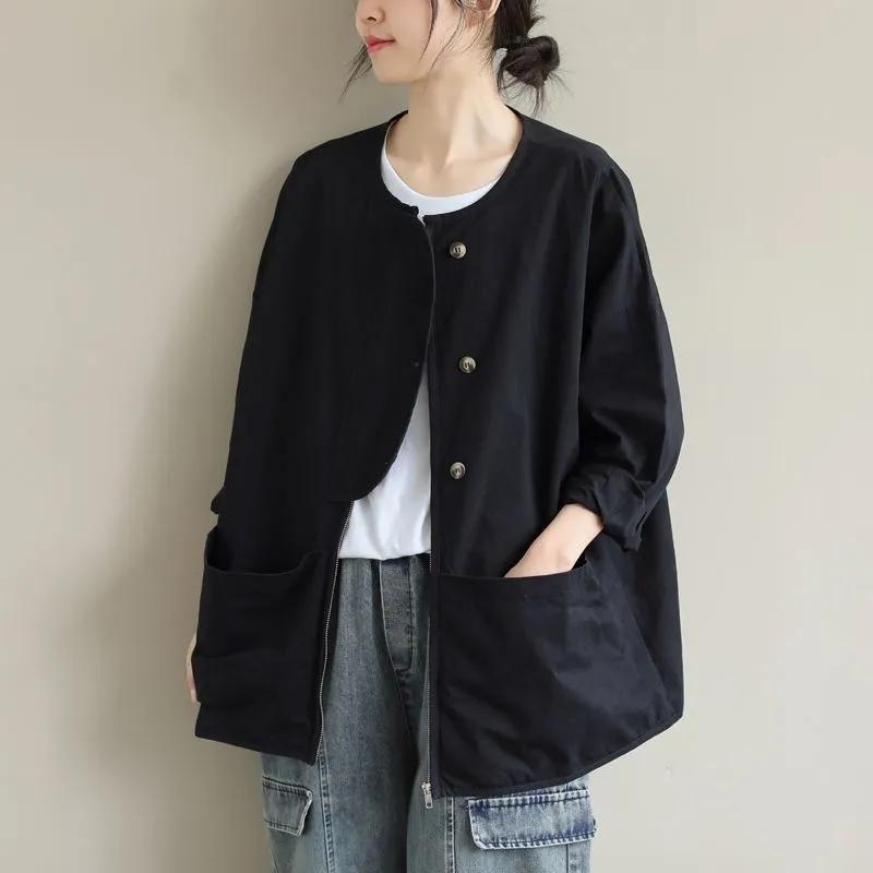 

Японский Инструментальный Рубашка с Большим Карманом Повседневная Мода Короткая Куртка Женская S