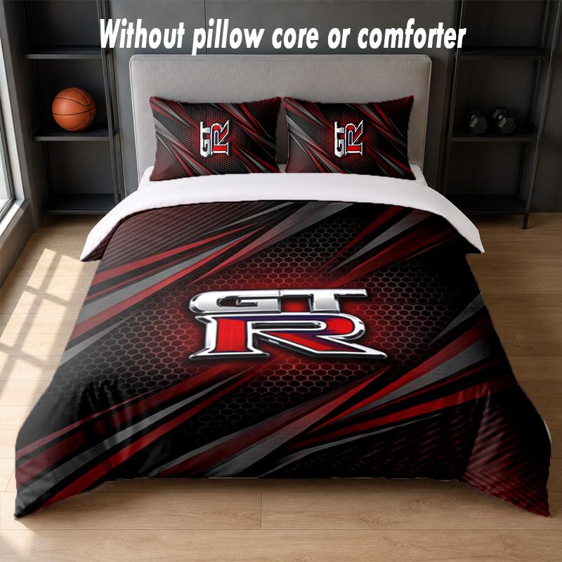 Nissan GT-R Design Bed Bedding Set 1 Duvet Cover + 2 Pillowcases Soft Breathable Household Bed Linens