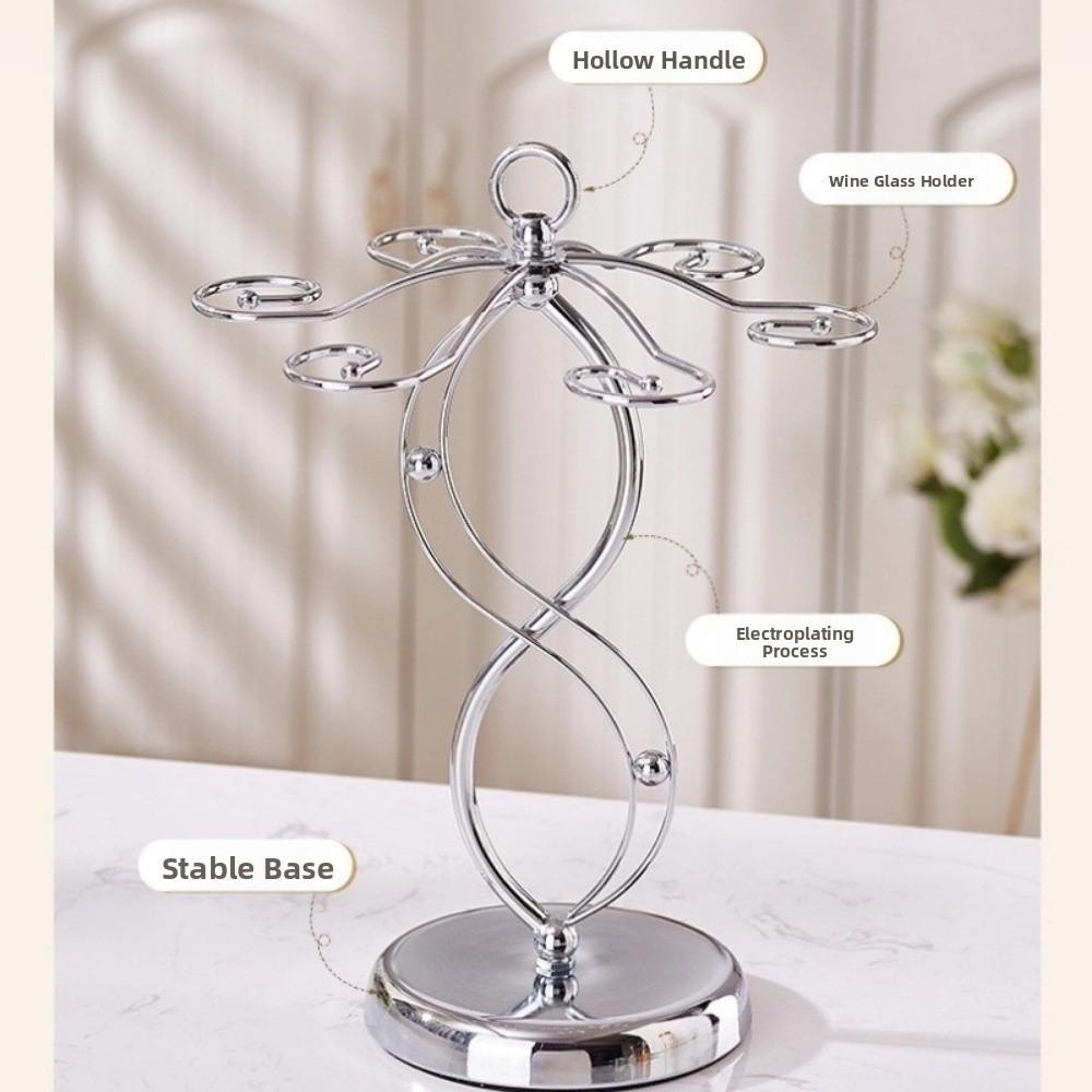 Iron Wine Glass Stand with 6 Hooks Wine Glass Holder  For Kitchen Bar Living Room Office