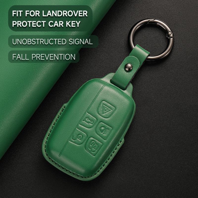 Leather Car Key Cover Case Protection Shell Keychain For Land Rover Range Rover Sport Evoque Freelander Velar Discovery 4 5
