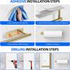 A95I-Paper Towel Holder Under Cabinet, Self-Adhesive,No Drilling, Stainless Steel, Wall-Mounted For Kitchen, Home, RV