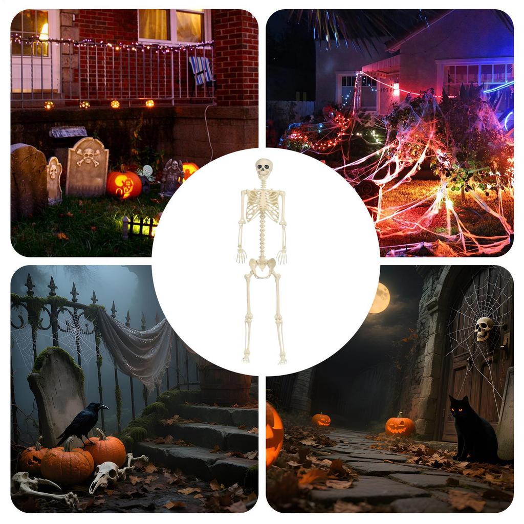 Halloween Skeleton Decorations Movable Halloween Large Skeleton Figurines Outdoor Holiday Decorations For Standing Bathing