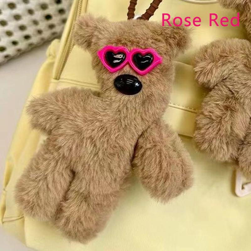 

16 см скрипучие коричневые солнцезащитные очки плюшевый мишка кукла брелок сумка кулон плюшевая игрушка мультяшный орнамент украшение автомобиля подарок кавайные подвески розы красного