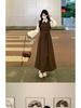 French-Style Two-Piece Long-Sleeve Plus Size Elegant Spring Dress with Waist-Cinched Skirt