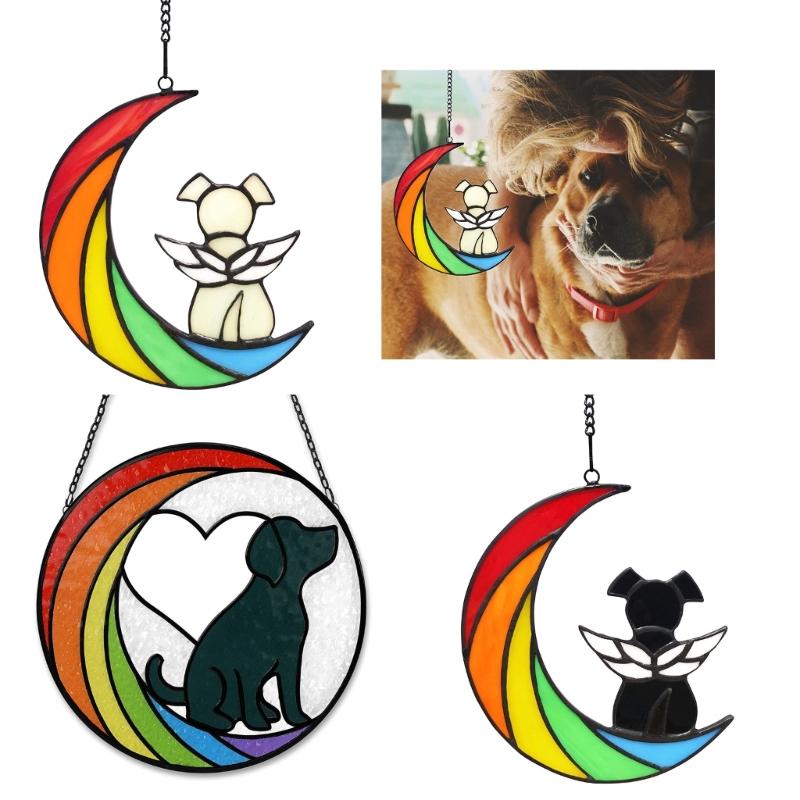 Heartwarming Dog Loss Sympathy Gift Unique Stained Glass Window Hanging Sun Catchers Pet Remembrances for Devote Dogs