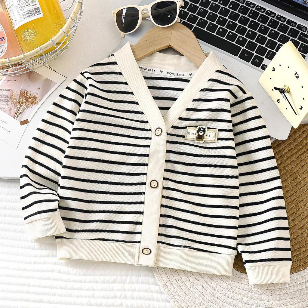 2025 Kinder Strickjacke mit Streifen - Stilvoller Herbstpullover für Jungen und Mädchen