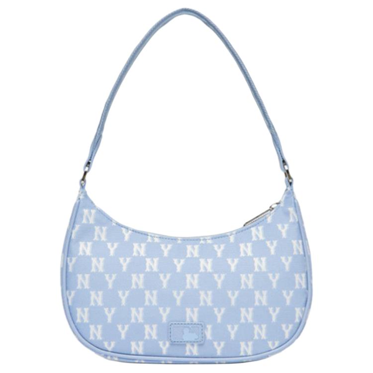 New MLB Monogram Collection Polyester Shoulder Bag, Handbag, Shoulder Bag Women's Baby Blue 3ABQS012N-50BLL