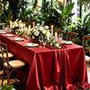 Red Glossy Satin Rectangular Tablecloth for Events and Weddings