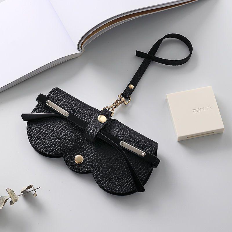 PU Leather Eyeglasses Storage Bag Fashion Lanyard Sunglasses Protective Case Portable Eyewear Pouch