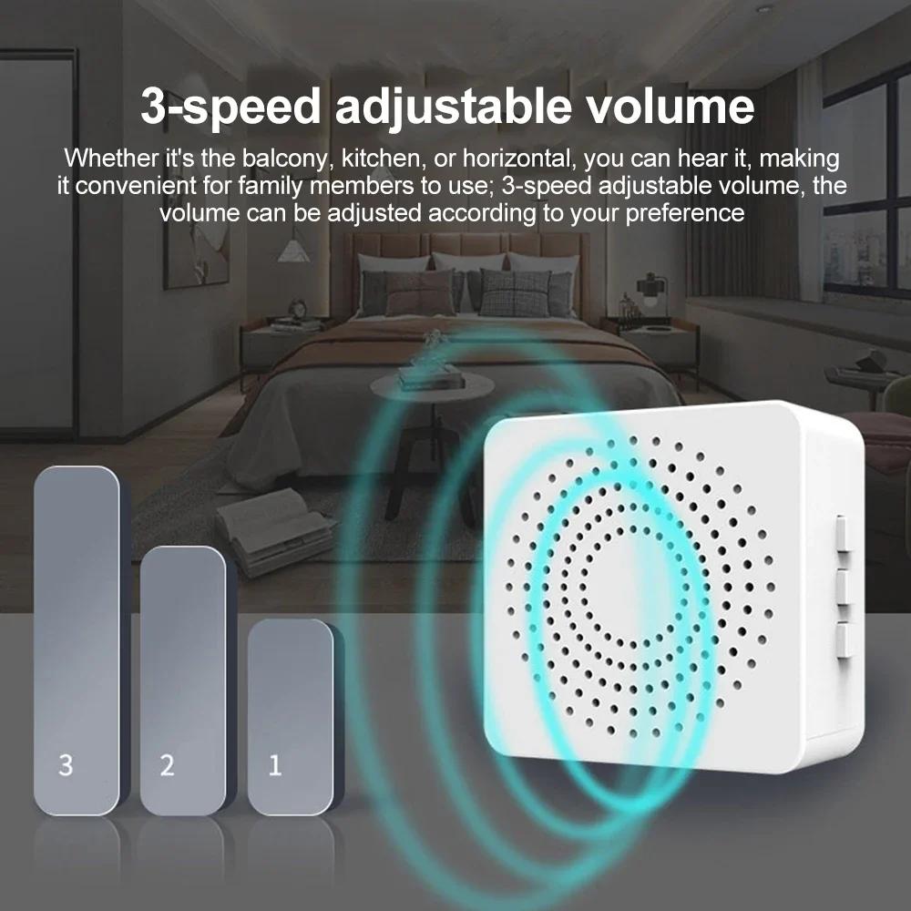 USB Wireless Doorbell Waterproof Welcome Chime Home Door Bell Intelligent Three-speed Volume 38 Songs Smart Melodies Alarm