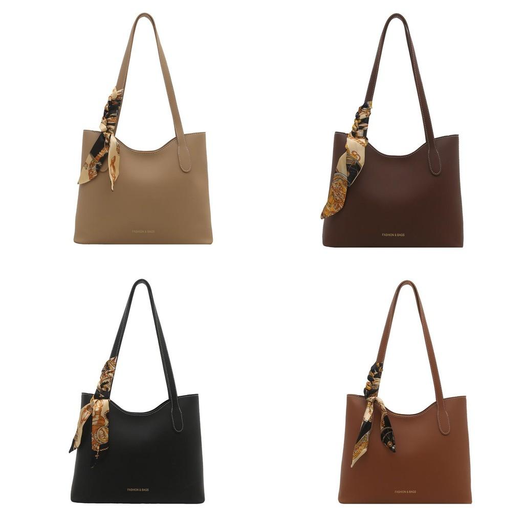 Silk Scarf Bag For Women Summer Large Pu Fashionable Shoulder Handbag With Zipper For Daily Use