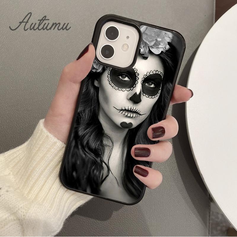 Mexican Skull Girl tattooed Art Phone Case for iPhone 17 Air 15 16 16e 11 12 13 14 Pro Max Plus Cover coque Fundas